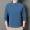 2025 Nuevo Otoño e Invierno Sudadera Pulóver de Terciopelo Alemán para Hombre de Cuello Alto Medio Color Sólido Casual Engrosada Cálida Camiseta Base Superior