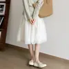 Falda de Malla de Cinco Puntos Estilo Coreano Suave para Mujer en Primavera y Verano, Falda Abullonada de Cintura Alta Adelgazante Estilo Miu, Falda de Longitud Media Juvenil y que Reduce la Edad