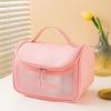 Bolsa de cosméticos fosca de poliuretano grande capacidade, à prova d'água, para viagem, portátil, bolsa de lavagem, multifuncional, com gancho, bolsa de armazenamento para lavagem