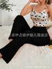 Ropa de Casa para Mujer de Comercio Exterior Transfronterizo Pantalones de Tirantes Florales Europeos y Americanos Conjunto de Pijama para Mujer Casual y Cómodo