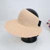 Chapéu de palha Verão feminino estilo coreano Top vazio Chapéu de sol de pescador Praia Moda Chapéu de sol Chapéu de equitação de verão