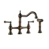 Kaiping Youjia baño Lavabo de Cobre grifo de cuatro agujeros cromado lavabo de ocho pulgadas doble manija Americano con rociador 3841