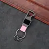 Llavero de cuero transfronterizo, abridor de botellas multifuncional, llavero creativo para coche para hombre, colgante de metal con letras láser