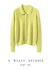 Cárdigan elegante de 100% cachemira con cuello polo de hilo dorado y plateado, chaqueta brillante, cárdigan de punto de alta gama para otoño e invierno