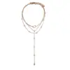 Collar de nudo de cristal de tres piezas estilo metal europeo y americano, cadena para la clavícula de nicho de alta gama, accesorio simple y versátil