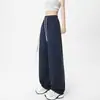 Pantalones Anchos Grises Estilo Plátano para Mujer, Talla Petite, Verano Delgados Casuales Deportivos Holgados Rectos, Algodón Seda Hielo