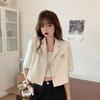 Camisa elegante de cuello polo corto para mujer, estilo coreano 2024, nueva chaqueta informal de manga corta que combina con todo.