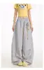 Pantalones de Cuadros Azules de Verano para Chica Dulce Estilo Coreano, Pantalones de Pierna Ancha Casuales Holgados Adelgazantes con Colgante de Estrella, Pantalones Cimitarra