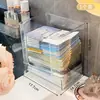 Caja de Almacenamiento para Mascarillas Caja Dividida de Acrílico para Cosméticos Transparente de Escritorio Gran Capacidad Organizador de Tocador para Cuidado de la Piel