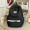 Mochila Pequeña Azul con Encaje de Encaje de Sal Marina para Niñas, Suave y Dulce para Estudiantes Universitarias de Vacaciones, Mochila Juvenil y Adorable
