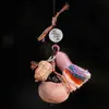 Pingente de Madeira de Cipreste Sangrento para Boa Sorte com Corda Trançada e Decoração de Borla, Ornamento para Pendurar no Carro Estilo Étnico