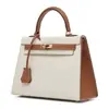 2025 Bolso Kelly Bloque de Color Bolso de Mano de Cuero Genuino Bolso de Hombro de Piel de Vaca Estampada en Palma Bolso Cruzado Moda Simple Transfronteriza