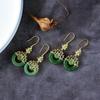 Aretes de Anillo de Jade Chapado en Oro de Plata Esterlina S925 Jade Hetian Natural Aretes de Hebilla de Seguridad Joyería para Mujer