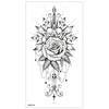 Nuevo Tatuaje de Brazo de Flor de Boceto Blanco y Negro Pintado a Mano Sánscrito Impermeable Calcomanía de Tatuaje de Medio Brazo