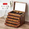 Caja de Joyería de Madera Maciza, Completamente Cerrable con Llave, Gran Capacidad, Caja de Almacenamiento de Joyería Multifuncional, Joyero, Regalo de Boda, Almacenamiento Tipo Cajón