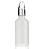 Botella de aceite de esencia transparente vidrio esmerilado líquido de esencia botella para rellenar botella con gotero de cabeza de goma muestra cosmética botella vacía venta al por mayor