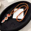 Collar de Piedra Ojo de Tigre de Alta Gama, Lujo Ligero para Mujer, Estilo Largo para Otoño e Invierno, Cadena para Suéter Elegante y Versátil, Colgante Accesorio de Ropa