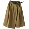 Saia Vintage com Cinto Feminina Cintura Irregular Emagrecedora Saia Evasê Comprimento Médio Elegante Saia Sobreposta
