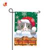 Bandera de Jardín Navideña Nueva Transfronteriza Decoración Festiva Patrón de Gato Mascota Bandera de Poliéster Imitación Lino Doble Cara Personalización