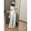 Pantalones de Lino Anchos de Cintura Alta Sueltos para Mujer, Estilo Verano, Caída Relajada, Pantalones Casuales Largos hasta el Suelo