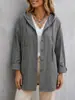 Chamarra camisa protectora del sol con cordón transfronteriza europea y americana, estilo workwear minimalista, con capucha, de longitud media, holgada y extragrande para mujer