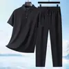 Conjunto Deportivo Casual para Hombre Verano Camisa Polo Camiseta de Manga Corta de Secado Rápido Conjunto de Dos Piezas Tela Elástica de Spandex