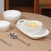 ShunxiangShengshi Vajilla de Cerámica Simple Set de Plato y Tazón Blanco Puro para Uso Doméstico, Vajilla de Lujo Ligero con un Toque de Alta Gama