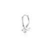 Arete de zirconita con aro, moda de celebridad de internet para commuting, arete pequeño estilo socialité, estilo coreano, textura, aretes de cruz con un solo diamante