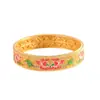 Joia Autêntica de Prata 999.9 Prata Pura Esmalte Azul Queimado Flor Filigrana Pulseira Design de Lótus Esmalte Vazado Tendência Nacional Pulseira de Prata