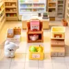 Lindo set de modelo miniatura de tienda de conveniencia estilo japonés, mini muebles de animales pequeños, juguete de comida para casa de muñecas, decoración DIY