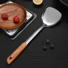 Conjunto de Colher de Sopa Espessa de Aço Inoxidável, Pá, Colher, Pá Doméstica, Escorredor de Cozinha, Utensílios de Cozinha Completos, Cabo de Madeira, Fritura