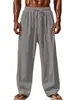 Calça Esportiva Masculina Hip Hop de Algodão e Linho Respirável Moda Tendência Cor Sólida Casual Fina