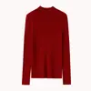 ¡Se ve bien! Tejido de Punto Rojo Suave y Ceroso para Mujer en Invierno, Pieza Única sin Costuras, Aspecto Adelgazante, Cuello Redondo, Tejido de Lana de Oveja
