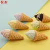 Serie de Conos Degradados Bicolor Tridimensional Juguete Alimentario DIY Pegamento de Crema Accesorios de Resina Colgante para Tocados Llavero