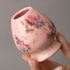 Juego de Cuenco de Matcha y Soporte para Cepillo de Té de Cerámica Ru Rosa, Herramientas de Matcha Imitación Dinastía Song, Cuenco de Té, Taza de Té, Soporte para Cepillo de Té, Soporte para Cepillo de Té