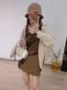 Conjunto de duas peças para mulheres: cardigã tipo xale de manga longa e colete em algodão casual estilo coreano, novo conjunto versátil de outono 2026, caimento justo