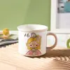 Taza de cerámica para hombre y mujer de dibujos animados, taza de dibujos animados linda, de aspecto atractivo, taza de agua para el hogar de pareja, regalo de promoción de celebración para tienda