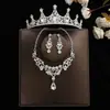 Terno nupcial três peças colar brincos coroa cocar acessórios de casamento coroa de aniversário acessórios de cabelo femininos atacado