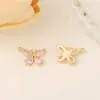 Accesorios de joyería semiacabados al por mayor material metal incrustado circonita colgante de mariposa para collar pulsera pendientes colgante DIY