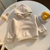 Moletom com Capuz Infantil Cor Sólida Solto Curto Estilo Primavera Outono Unissex Jaqueta Casual Infantil Doce Colorido Espesso Top