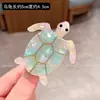 Pinza para el pelo de tortuga pequeña iridiscente linda de dibujos animados, pinza lateral, nuevo estilo para mujer, pinza de acetato de pico de pato, estilo coreano, pinzas versátiles para pelos sueltos
