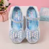 Zapatos de Cuero de Princesa Elsa para Niñas 2025 Primavera y Otoño Nueva Moda Punta Redonda Suela Suave Antideslizantes Zapatos Individuales para Niños
