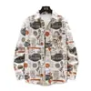 Camisa Estampada Digital Tendência Manga Longa Jaqueta Masculina Graffiti Camisa Casual Versátil Artística Solta Estilo Hong Kong Top