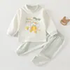 Conjunto de Bebé JQ Jingqi Primavera y Otoño Algodón Puro Ropa de Bebé Unisex Ropa para Casa Capa Base Ropa Interior Ropa y Pantalones de Otoño para Niños