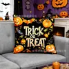Funda de Almohada Nueva de Halloween Transfronteriza con Decoraciones de Gato, Calabaza y Calavera, Funda de Cojín para Sofá Impresa Digitalmente