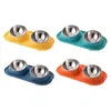 Suministros para mascotas al por mayor tazón para mascotas tazón doble para mascotas acero inoxidable anti-golpes tazón para perros protección diagonal del cuello tazón para gatos a prueba de fugas
