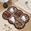 Tapete de Chão de Lama Diatomácea Desenho Animado Hello Kitty para Entrada, Resistente à Sujeira e ao Desgaste, Tapete de Pé para Banheiro, Absorvente de Água, Secagem Rápida, Antiderrapante