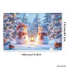Tela de fondo navideño en stock, lista para enviar, con impresiones de alta definición de Papá Noel, muñecos de nieve y renos, perfecta para decoraciones navideñas