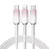 Cable de Datos Trenzado de Cristal de Hielo de 120W Tres en Uno Adecuado para Apple Huawei Tipo-C Carga Rápida Uno a Tres Carga de Teléfono Móvil