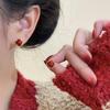 Exquisitos y Compactos Aretes Rojos de Cuentas para Año Nuevo, Estilo de Lujo Ligero de Nicho, Aretes de Moda, Aretes Modelo Año Nuevo 2026 para Mujer